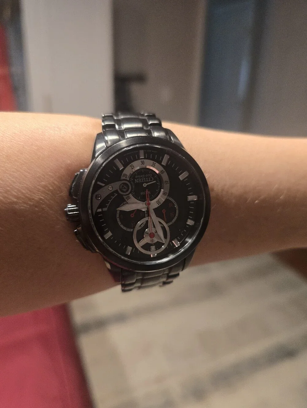 Citizen Eco-Drive Men’s Black Stainless Steel Chronograph Watch